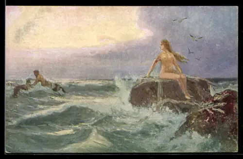 Künstler-AK sign. Alex Kircher: Im Spiele der Wellen