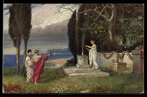 Künstler-AK sign. Const. Hölscher: Opferung am Meeresgestade