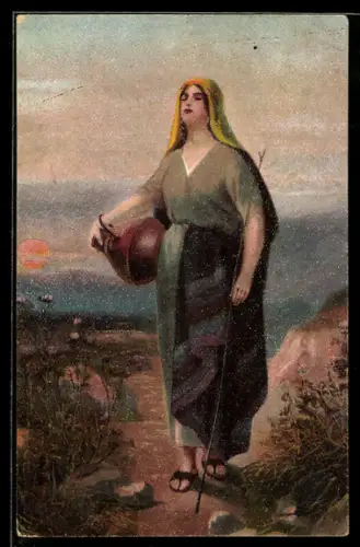 Künstler-AK sign. W. Ebbinghaus: Blinde mit einem Krug