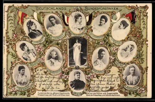 AK Deutschlands Bundesfürstinnen, Fürstin Anna von Schwarzburg-Rudolstadt, Kaiserin Auguste Victoria von Preussen