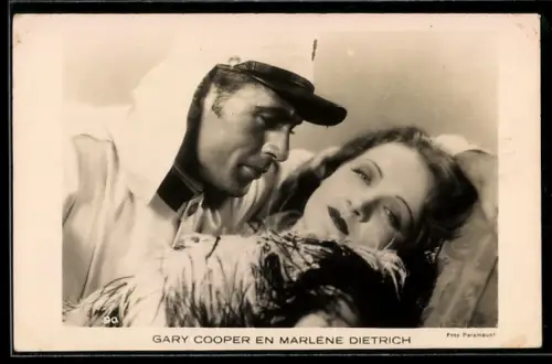AK Filmszene mit Marlene Dietrich und Gary Cooper