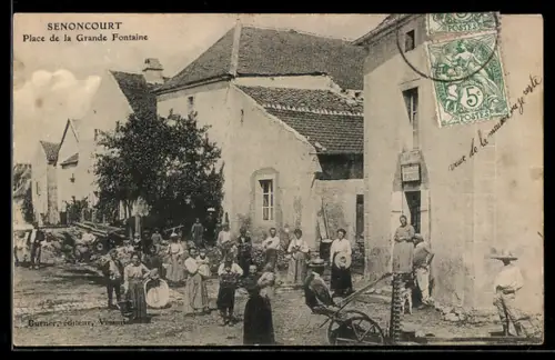 AK Senoncourt, Place de la Grande Fontaine