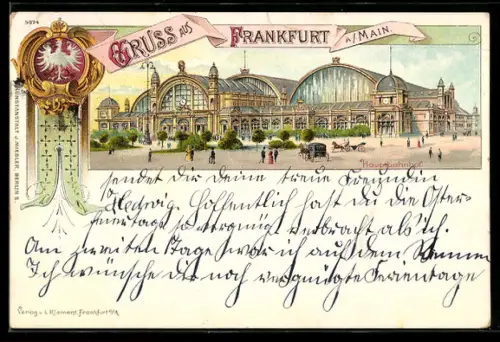 Lithographie Frankfurt a. Main, Hauptbahnhof