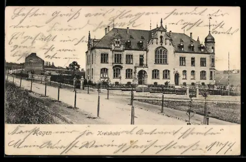 AK Hagen i. W., Strassenpartie am Kreishaus