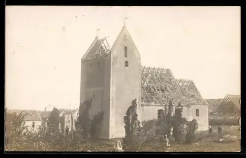 Foto-AK Sehlis, Kirche nach dem Unwetter 1912
