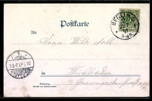 Lithographie Berlin, Gasthof Berliner Ratskeller im Roten Rathaus