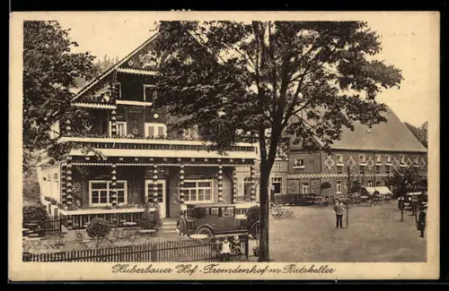 AK Herold i. Erzgeb., Hotel Huberbauer Hof, Fremdenhof mit Ratskeller