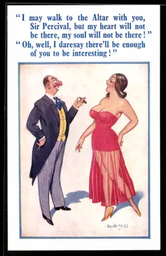 Künstler-AK Donald McGill: Eleganter Herr mit Dame