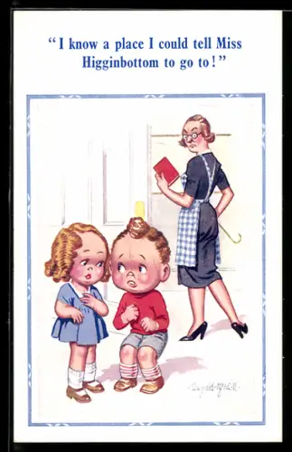 Künstler-AK Donald McGill: Lehrerin schaut zu den Kindern