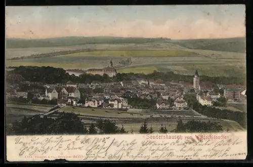 AK Sondershausen, Ortschaft vom Waldschlösschen gesehen