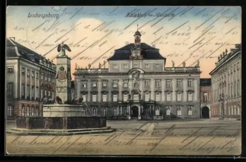 AK Ludwigsburg, Schloss, Westseite, Denkmal