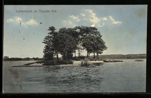 AK Tegel, Liebesinsel im Tegeler See, Panorama