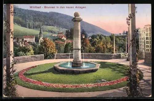 AK Wildbad, Brunnen in den neuen Anlagen