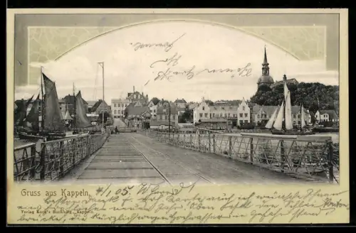 AK Kappeln, Stadtpartie mit Wasseransicht, schöner Rahmen