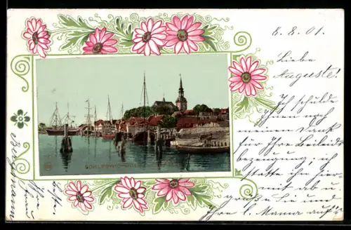 AK Kappeln /Schleswig-Holst., Ortsansicht mit Hafen