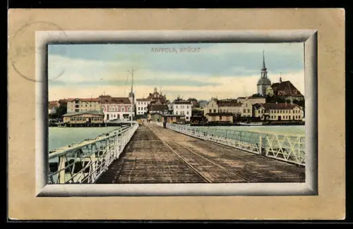 AK Kappeln, Brücke mit Blick nach der Stadt