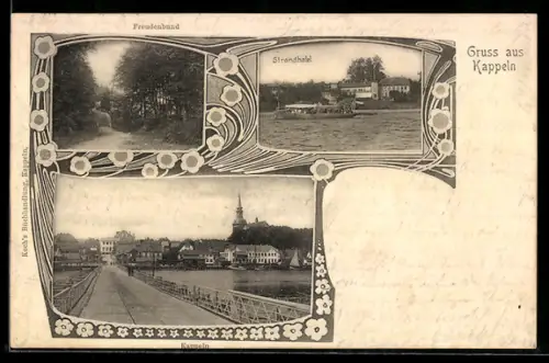 AK Kappeln, Strandhotel, Brücke mit Blick auf die Stadt