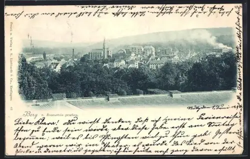 AK Berg / Stuttgart, Gesamtansicht v. Rosenstein, Kirche, Fabrikanlagen