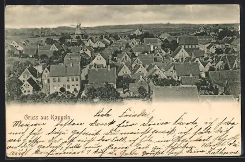 AK Kappeln, Ortsansicht mit Windmühle