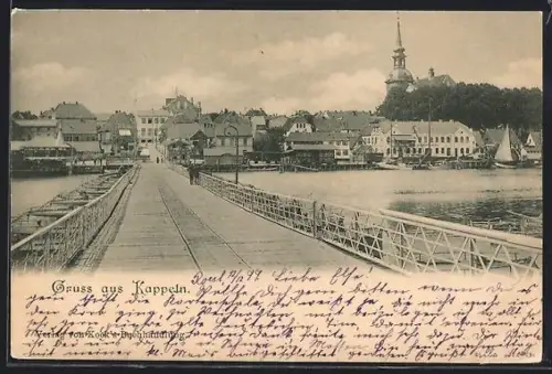 AK Kappeln, Brücke, Ortspanorama mit Kirche