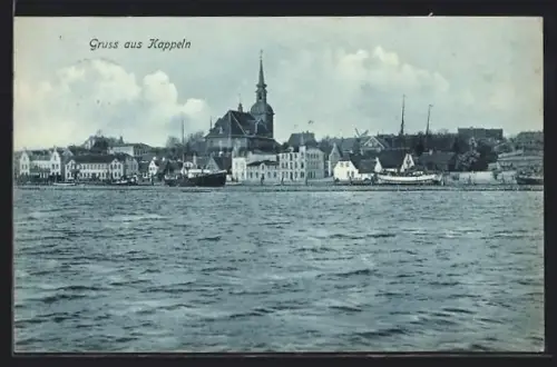 AK Kappeln, Stadtansicht mit Kirche und Hafen