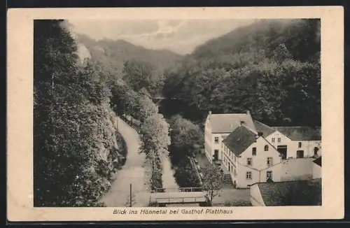 AK Iserlohn, Blick ins Hönnetal, Gasthof Platthaus, Bes. Wilh. Platthaus