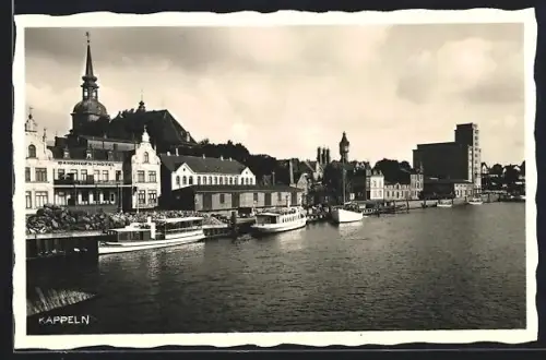 AK Kappeln, Uferpartie mit Dampfern