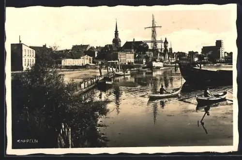 AK Kappeln, Hafen mit Segelschiff