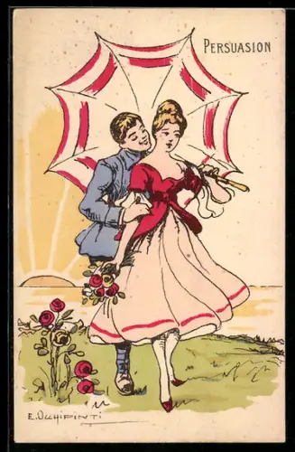 Künstler-AK sign. E. Occhipinto: Pärchen auf einer Wiese