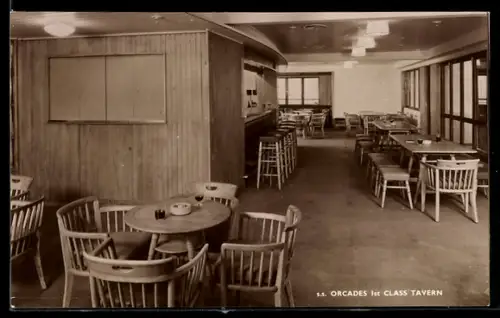 AK Passenger ship S.S. Orcades of the Orient Line, 1st Class Tavern, Passagierschiff