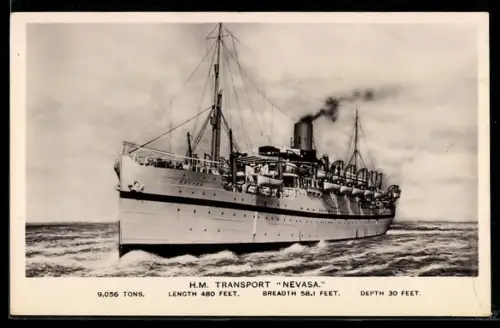 AK H.M. Transport Nevasa, 9056 Tons, Truppentransportschiff