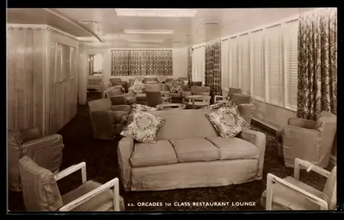 AK Orient Liner SS Orcades, 1st Class Restaurant Lounge
