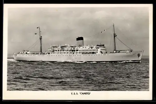 AK Passagierschiff T.S.S. Camito auf hoher See