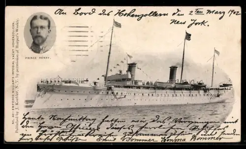 AK Kaiserliche Yacht Hohenzollern, Portrait Prinz Heinrich