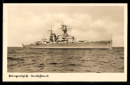 AK Panzerschiff Deutschland der Kriegsmarine auf hoher See