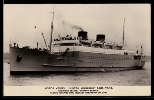AK Motor Vessel Ulster Monarch, Liverpool-Belfast Express Service, Passagierschiff