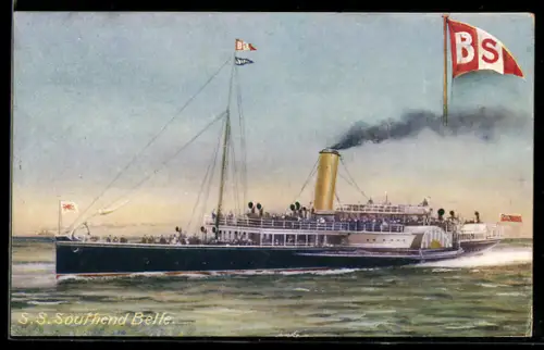 AK Raddampfer S.S. Southend Belle in Fahrt, Passagierschiff