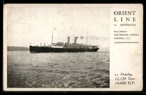 AK Passagierschiff S.S. Osterley der Orient Line in Fahrt
