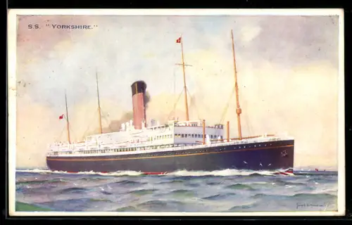 Künstler-AK Passagierschiff S.S. Yorkshire in voller Fahrt