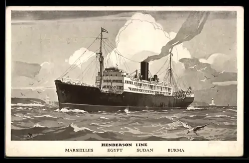 AK Passagierschiff der Henderson Line auf See in Fahrt