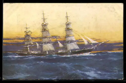 AK Dreimast-Vollschiff Cedric the Saxon in Fahrt auf hoher See, Segelschiff