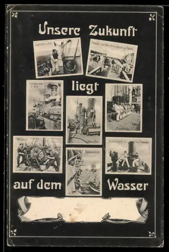 AK Verschiedene Decksaufnahmen an Bord eines deutschen Kriegsschiffes, Steuerruder, Torpedoboot