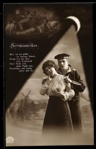 AK Seemannslos, Brav ist ein jeder an seinem Stand..., Matrose mit Mützenband SMS Oldenburg