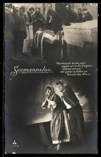 AK Matrose der Kaiserlichen Marine mit seiner Liebsten, Bestattungsritual