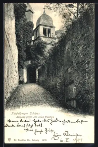 AK Heidelberg, Schloss, Aufgang zum alten Pavillon