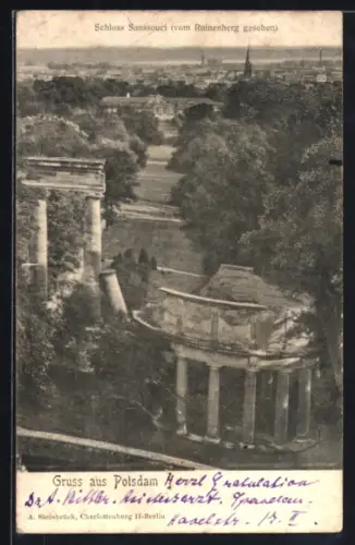 AK Potsdam, Schloss Sanssouci vom Ruinenberg gesehen