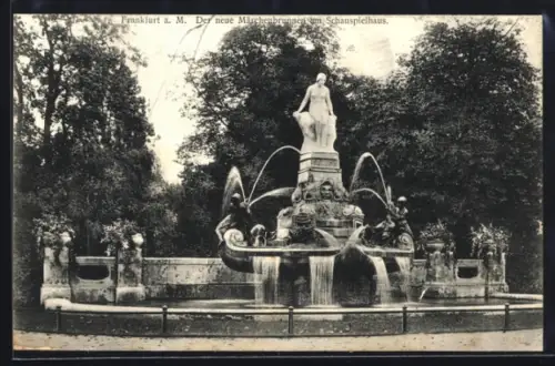 AK Frankfurt a. M., Neuer Märchenbrunnen am Schauspielhaus