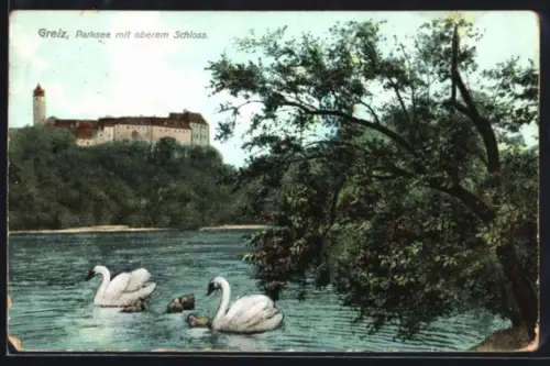 AK Greiz, Parksee mit oberem Schloss