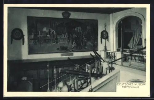 AK München, Treppenhaus im Deutschen Museum