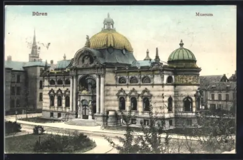 AK Düren, Museum mit Strassenpartie